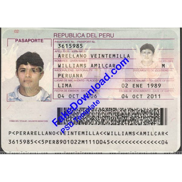 Peru Passport (psd)