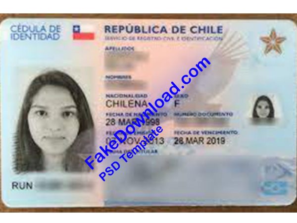 Chile national id card (psd)