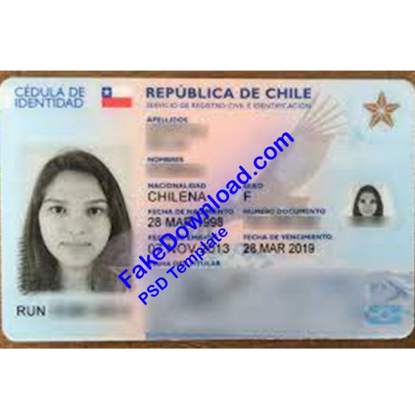 Chile national id card (psd)