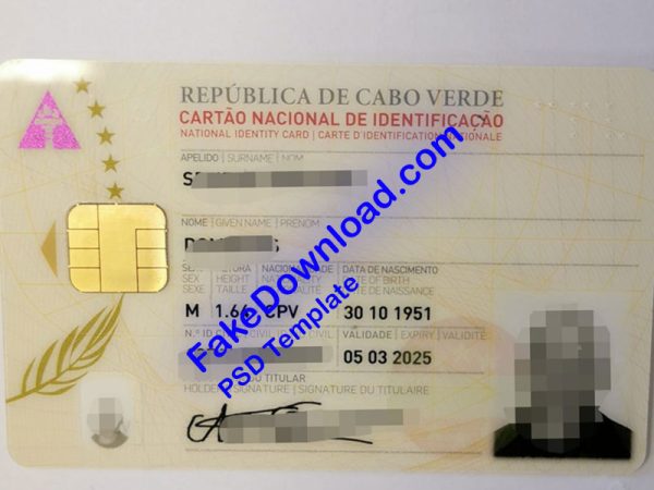 Cabo Verde national id card (psd)