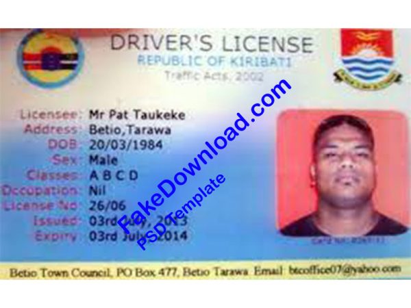 Kiribati Driver License (psd)