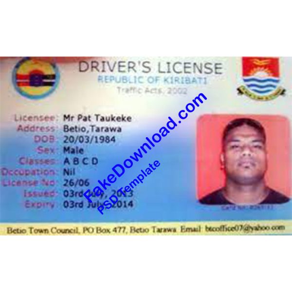 Kiribati Driver License (psd)