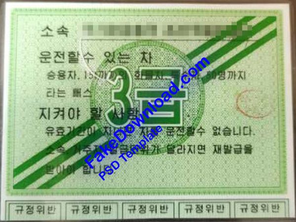 North Korea Driver License (psd)