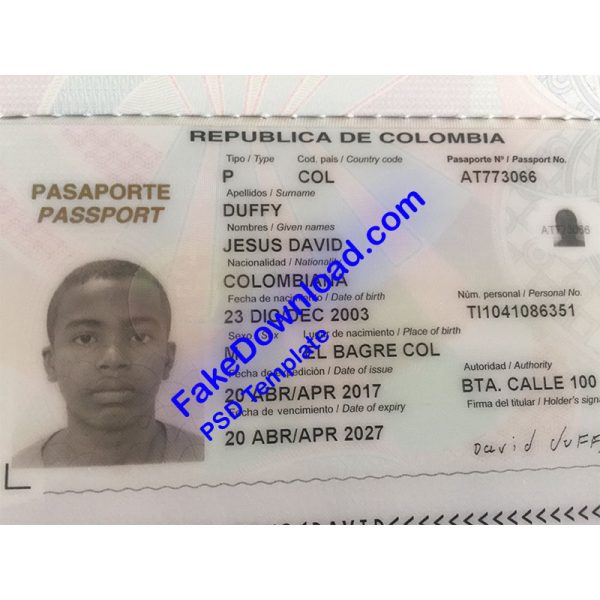 Colombia Passport (psd)