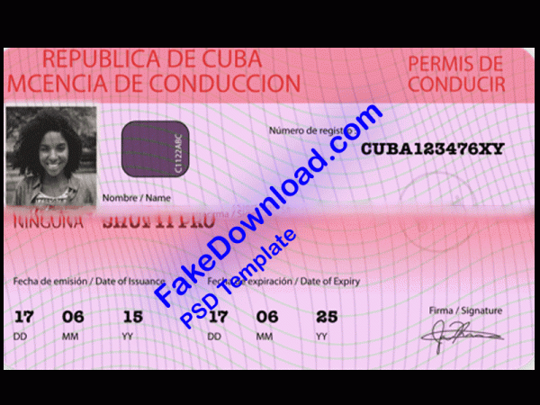 Cuba Driver License (psd)