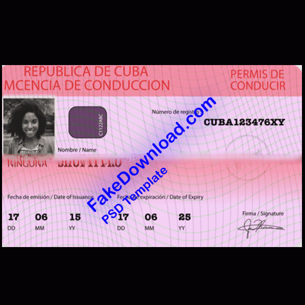 Cuba Driver License (psd)