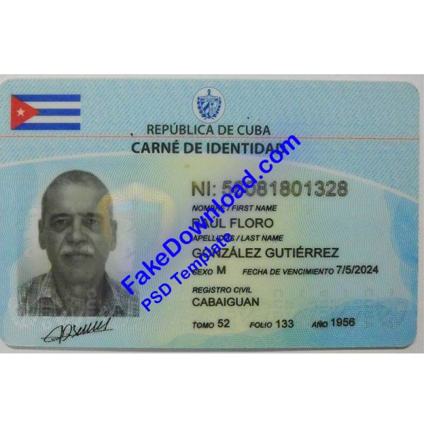 Cuba national id card (psd)