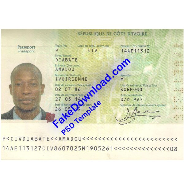 Côte d’Ivoire Passport (psd)