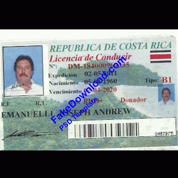 Costa Driver License (psd)