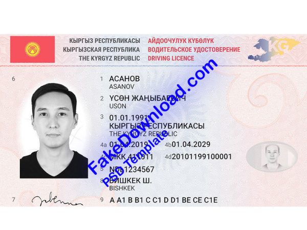 Kyrgyzstan Driver License (psd)