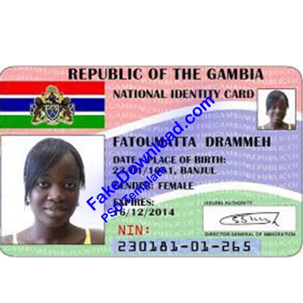 Gambia national id card (psd)