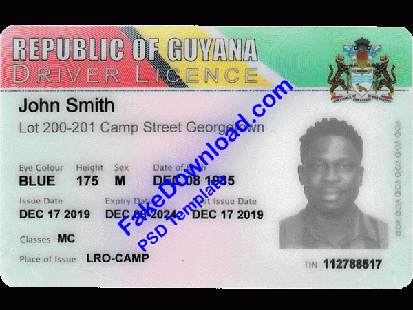 Guyana Driver License (psd)