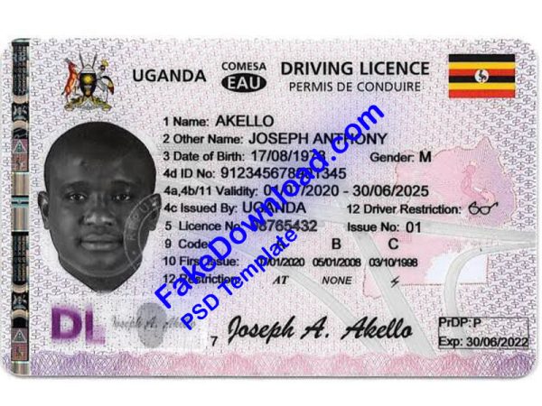 Uganda Driver License (psd)