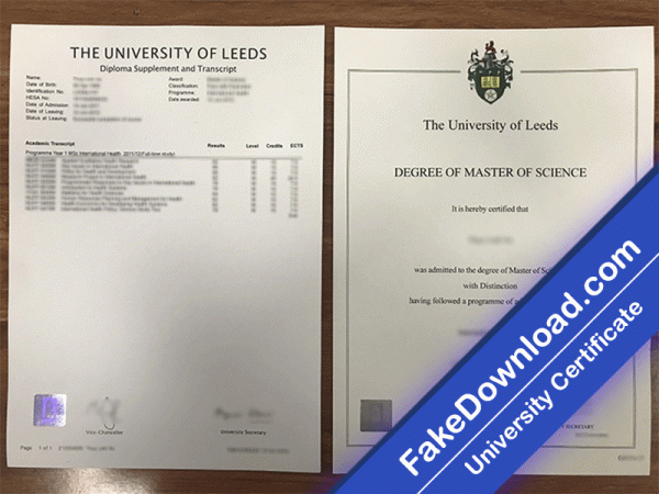 Leeds Transcript University Template (psd)