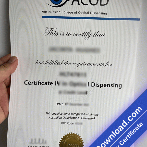 Australasian College of Optical Dispensing (ACOD) Template (psd)